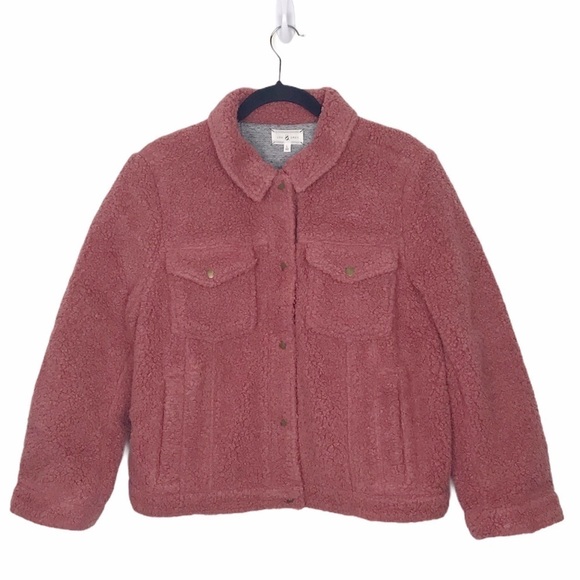 Lou & Grey Warm & Fuzzy Pink Teddy Jacket - Picture 1 of 9